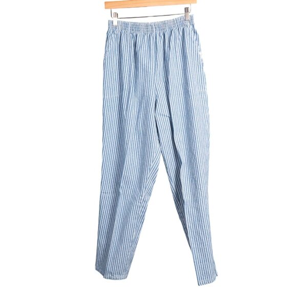 chic Denim - Chic VTG Striped Jeans 14 Womens Straight Pockets Elastic Waist Blue White